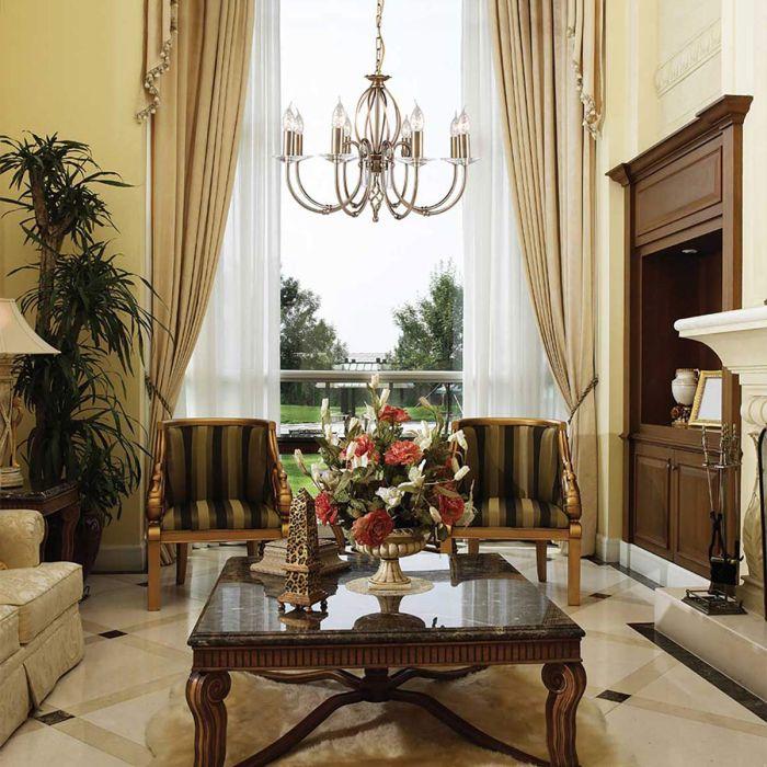 Elstead Lighting Aegean 8 Light Chandelier - Aged Brass