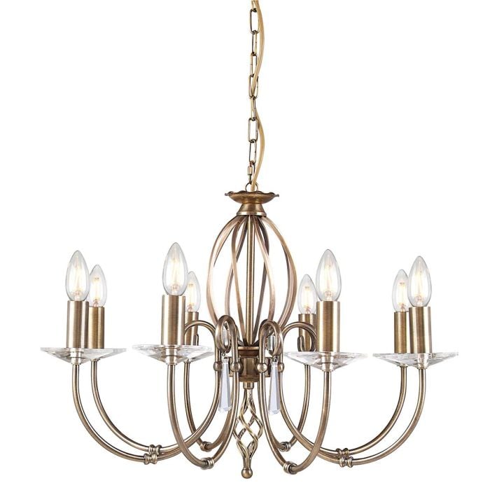 elstead lighting Aegean 8 Light Chandelier - Aged Brass