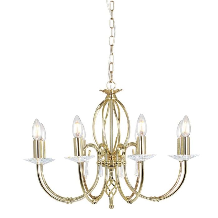 elstead lighting Aegean 8 Light Chandelier - Polished Brass