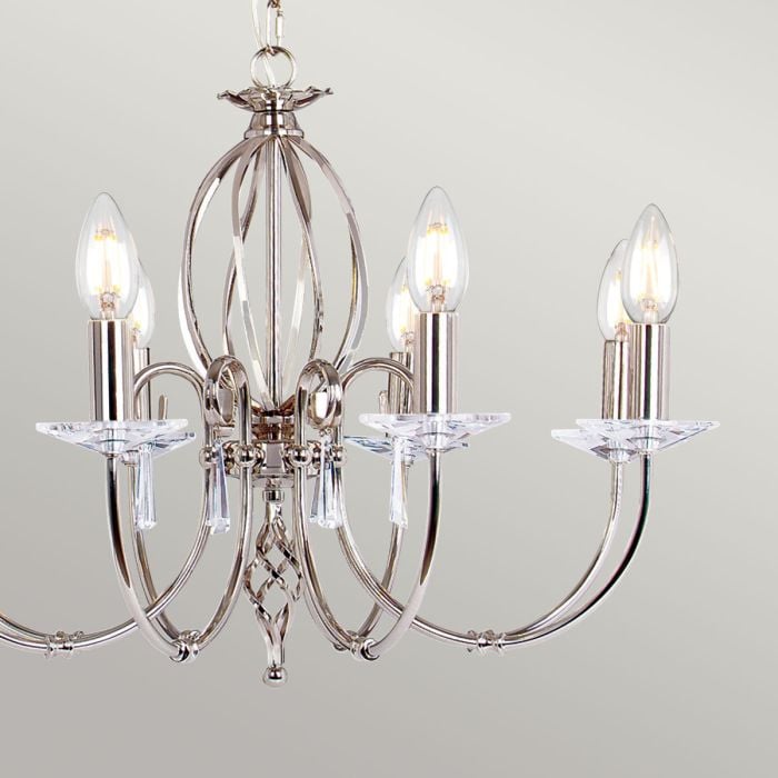 Elstead Lighting Aegean 8 Light Chandelier - Polished Nickel