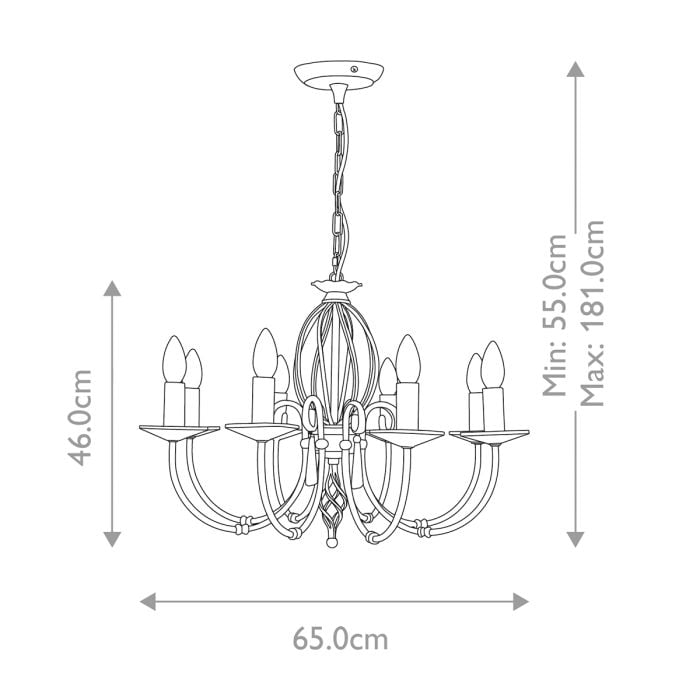 Elstead Lighting Aegean 8 Light Chandelier - Polished Nickel