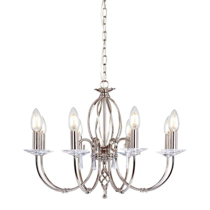 elstead lighting Aegean 8 Light Chandelier - Polished Nickel