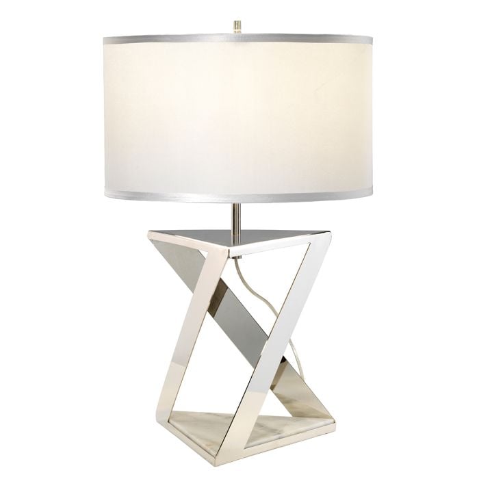 elstead lighting Aegeus 1 Light Table Lamp - Polished Nickel with Silver Shade