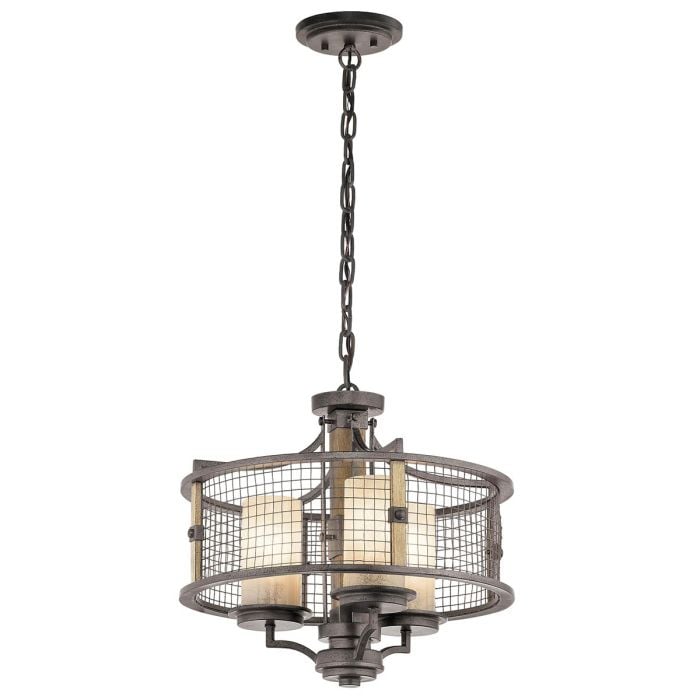 elstead lighting Ahrendale 3 Light Duo-Mount Chandelier - Anvil Iron