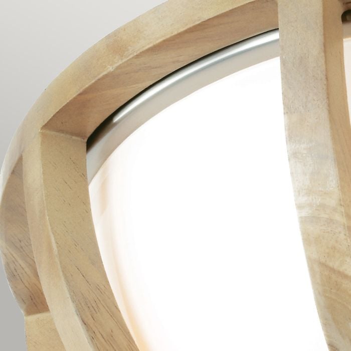 Elstead Lighting Allier 2 Light Flush - Light Wood/Brushed Steel