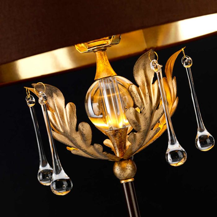 Elstead Lighting Amarilli 1 Light Table Lamp With Brown Shade - Bronze With Gold Patina