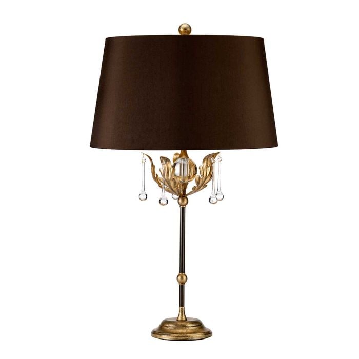 elstead lighting Amarilli 1 Light Table Lamp with Brown Shade - Bronze with Gold Patina