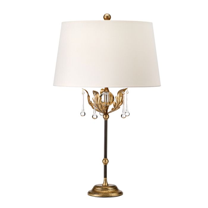 elstead lighting Amarilli 1 Light Table Lamp with Ivory Shade - Bronze with Gold Patina