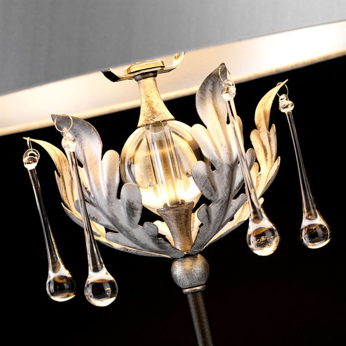 Elstead Lighting Amarilli 1 Light Table Lamp With Silver Shade - Black With Silver Patina