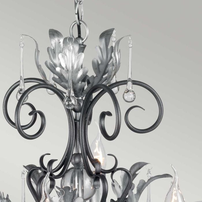 Elstead Lighting Amarilli 10 Light Chandelier - Black With Silver Patina