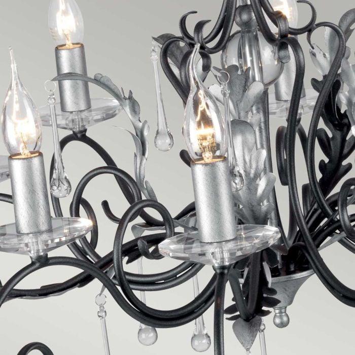 Elstead Lighting Amarilli 10 Light Chandelier - Black With Silver Patina