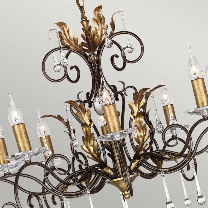 Elstead Lighting Amarilli 10 Light Chandelier - Bronze With Gold Patina