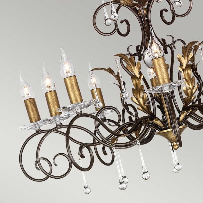 Elstead Lighting Amarilli 10 Light Chandelier - Bronze With Gold Patina