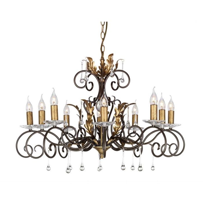 elstead lighting Amarilli 10 Light Chandelier - Bronze with Gold Patina