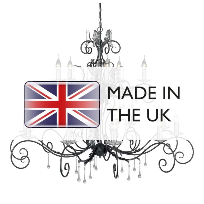 Elstead Lighting Amarilli 15 Light Chandelier - Black With Silver Patina