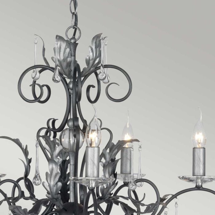 Elstead Lighting Amarilli 15 Light Chandelier - Black With Silver Patina