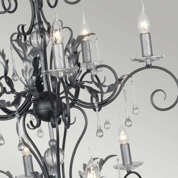 Elstead Lighting Amarilli 15 Light Chandelier - Black With Silver Patina