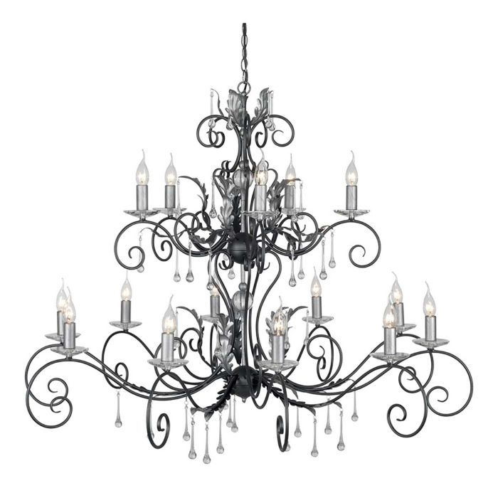 elstead lighting Amarilli 15 Light Chandelier - Black with Silver Patina