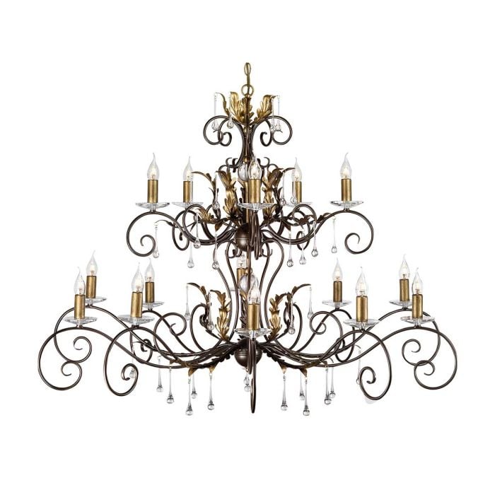 elstead lighting Amarilli 15 Light Chandelier - Bronze with Gold Patina