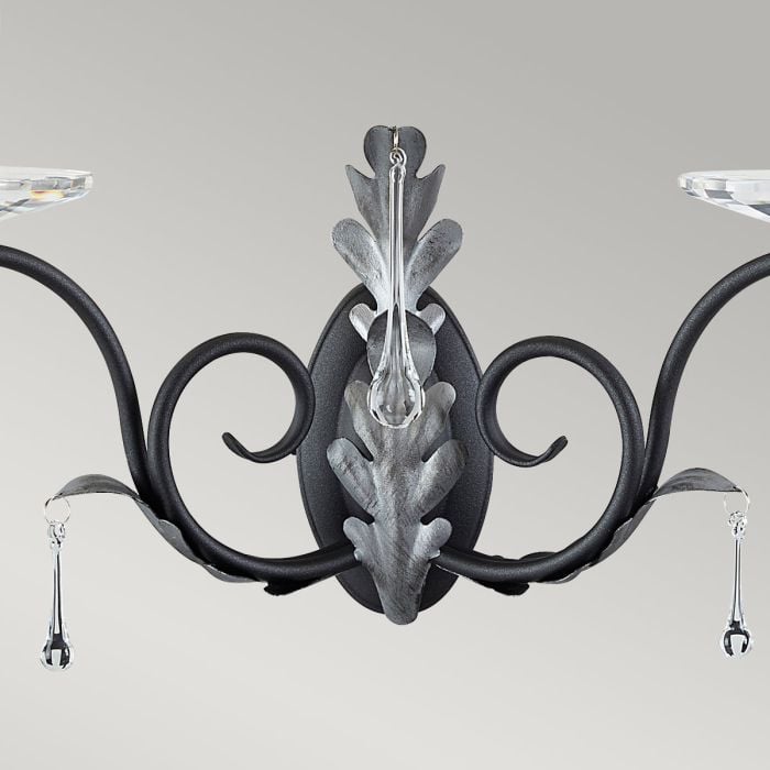 Elstead Lighting Amarilli 2 Light Wall Light - Black With Silver Patina