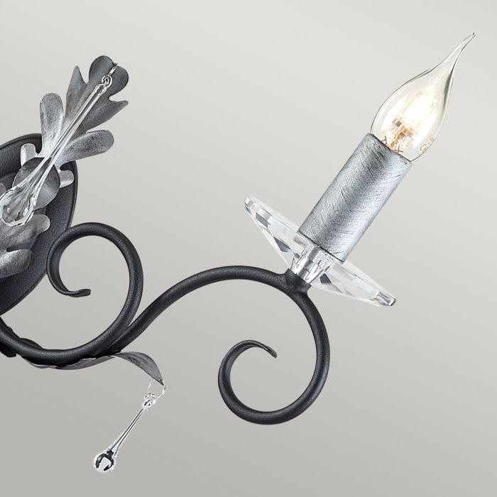 Elstead Lighting Amarilli 2 Light Wall Light - Black With Silver Patina