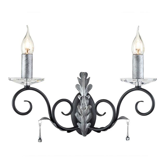 elstead lighting Amarilli 2 Light Wall Light - Black with Silver Patina