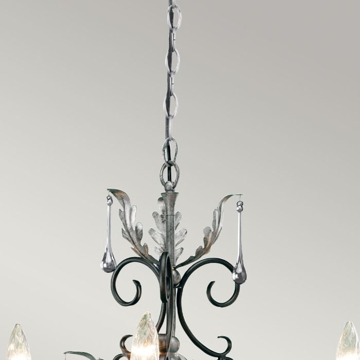 Elstead Lighting Amarilli 3 Light Chandelier - Black With Silver Patina