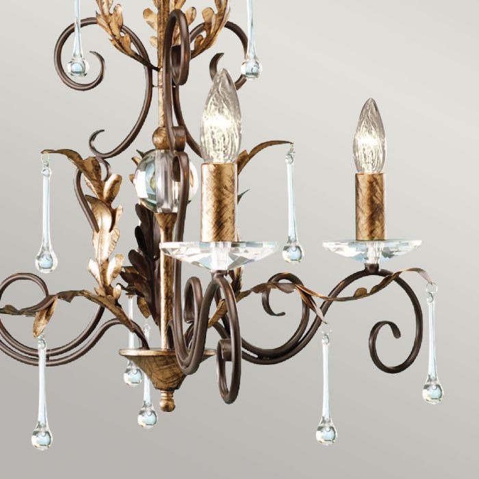 Elstead Lighting Amarilli 3 Light Chandelier - Bronze With Gold Patina