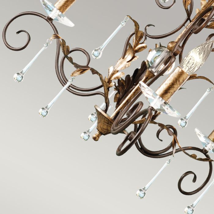 Elstead Lighting Amarilli 3 Light Chandelier - Bronze With Gold Patina
