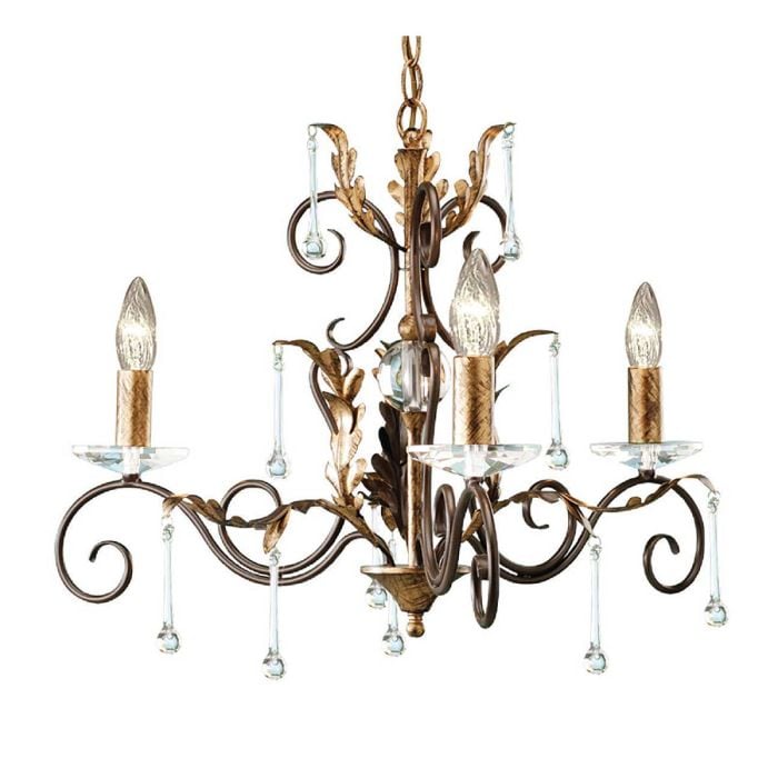 elstead lighting Amarilli 3 Light Chandelier - Bronze with Gold Patina
