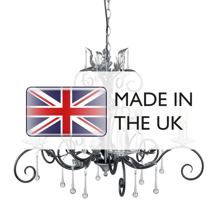 Elstead Lighting Amarilli 5 Light Chandelier - Black With Silver Patina