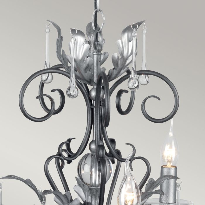 Elstead Lighting Amarilli 5 Light Chandelier - Black With Silver Patina