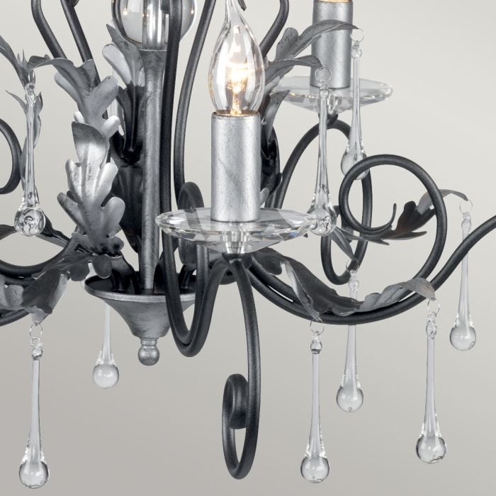 Elstead Lighting Amarilli 5 Light Chandelier - Black With Silver Patina