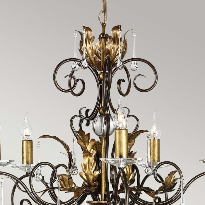 Elstead Lighting Amarilli 5 Light Chandelier - Bronze With Gold Patina