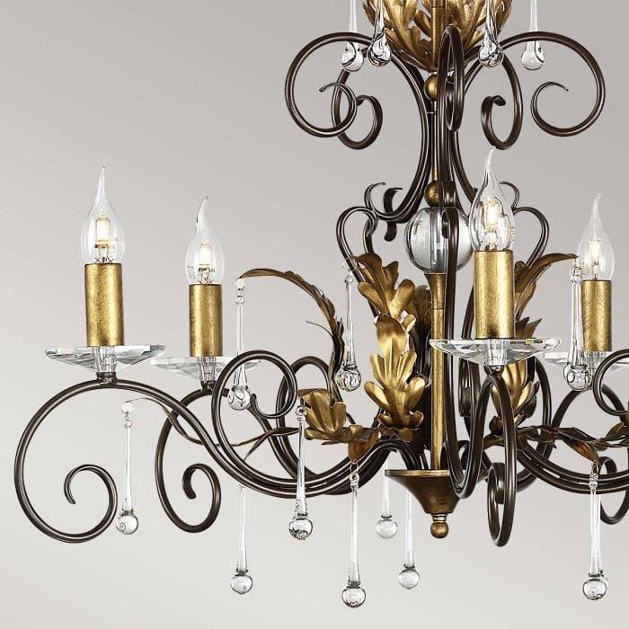 Elstead Lighting Amarilli 5 Light Chandelier - Bronze With Gold Patina