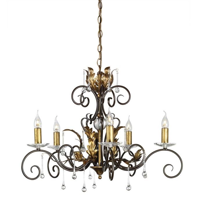 elstead lighting Amarilli 5 Light Chandelier - Bronze with Gold Patina