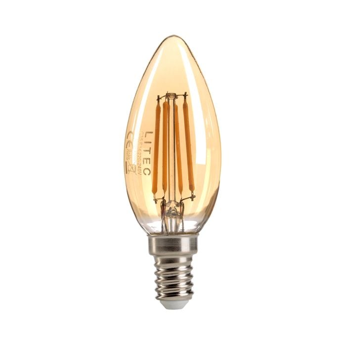 Elstead Lighting Amber Candle LED E14 Lamp - Amber Glass