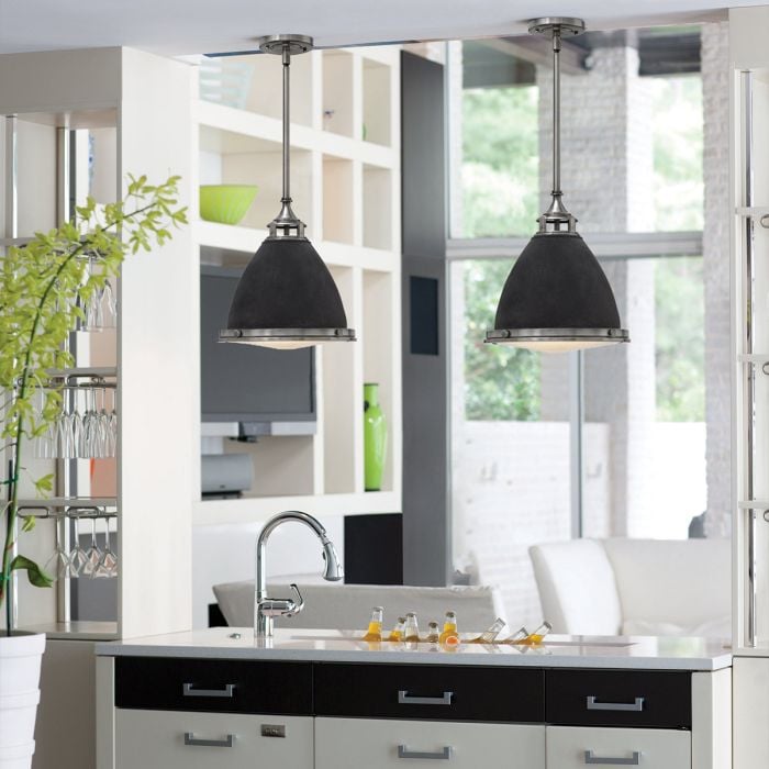 Elstead Lighting Amelia 1 Light Medium Pendant - Aged Zinc