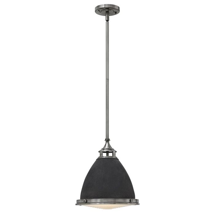 elstead lighting Amelia 1 Light Medium Pendant - Aged Zinc