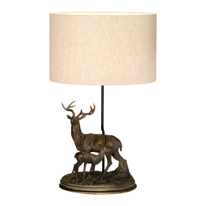 elstead lighting Amelia 1 Light Table Lamp with Oval Shade - Bronze Patina with Natural Shade
