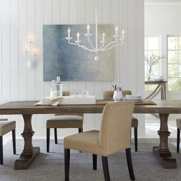 Elstead Lighting Annie 6 Light Chandelier - Textured Plaster White