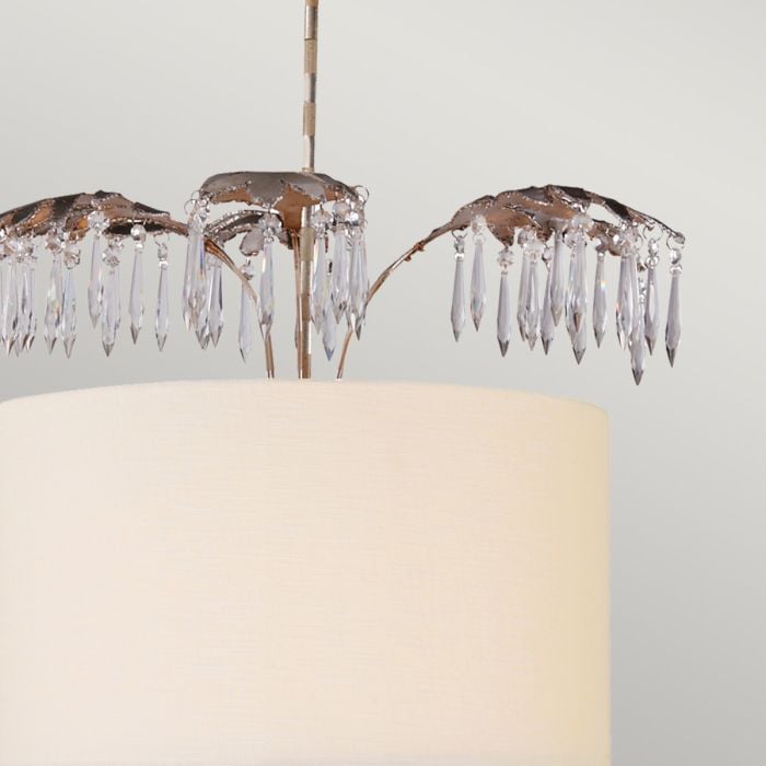 Elstead Lighting Antoinette 5 Light Pendant - Cream Patina Gold & Silver Leaf
