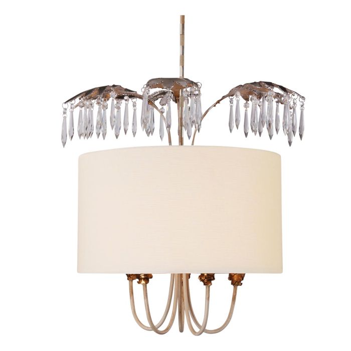 elstead lighting Antoinette 5 Light Pendant - Cream Patina Gold & Silver Leaf
