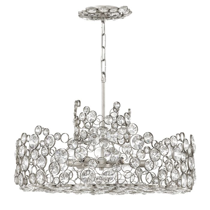 elstead lighting Anya 6 Light Chandelier - Silver Leaf