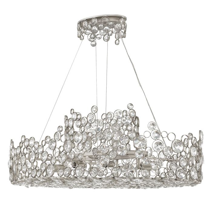 elstead lighting Anya Linear Chandelier - Silver Leaf
