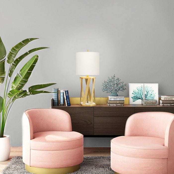 Elstead Lighting Apollo 1 Light Table Lamp With White Shade - Brushed Brass