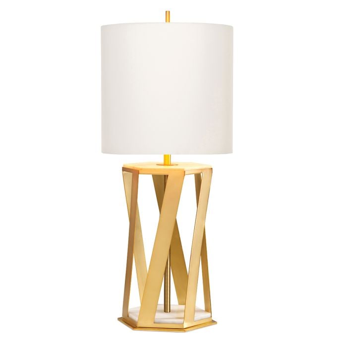 elstead lighting Apollo 1 Light Table Lamp with White Shade - Brushed Brass