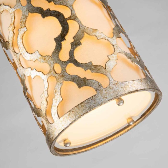 Elstead Lighting Arabella 1 Light Duo-Mount Mini Pendant - Distressed Gold Ivory Shade