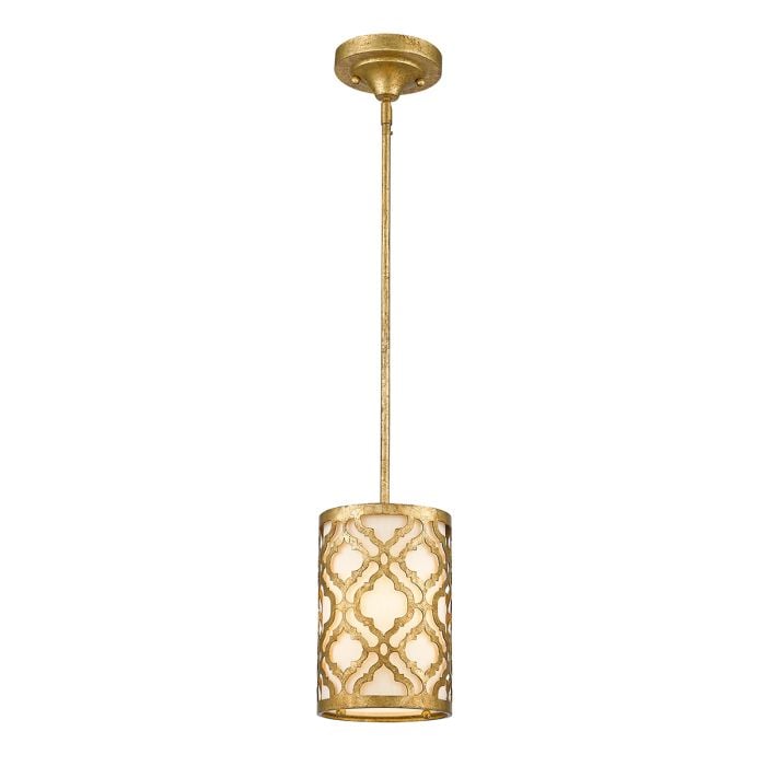 elstead lighting Arabella 1 Light Duo-Mount Mini Pendant - Distressed Gold Ivory Shade