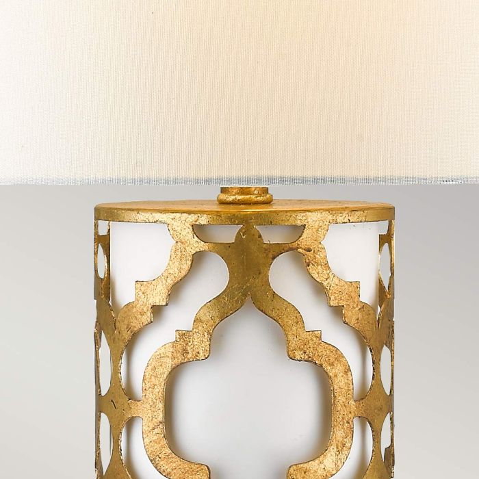 Elstead Lighting Arabella 1 Light Table Lamp - Distressed Gold Ivory Shade With White Shade